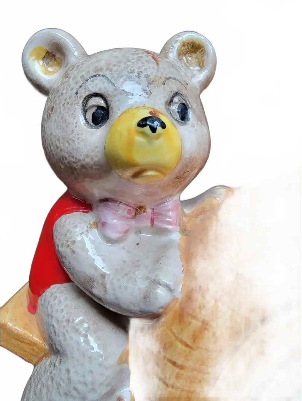 Vintage Ceramic Bear Figurine Clock
